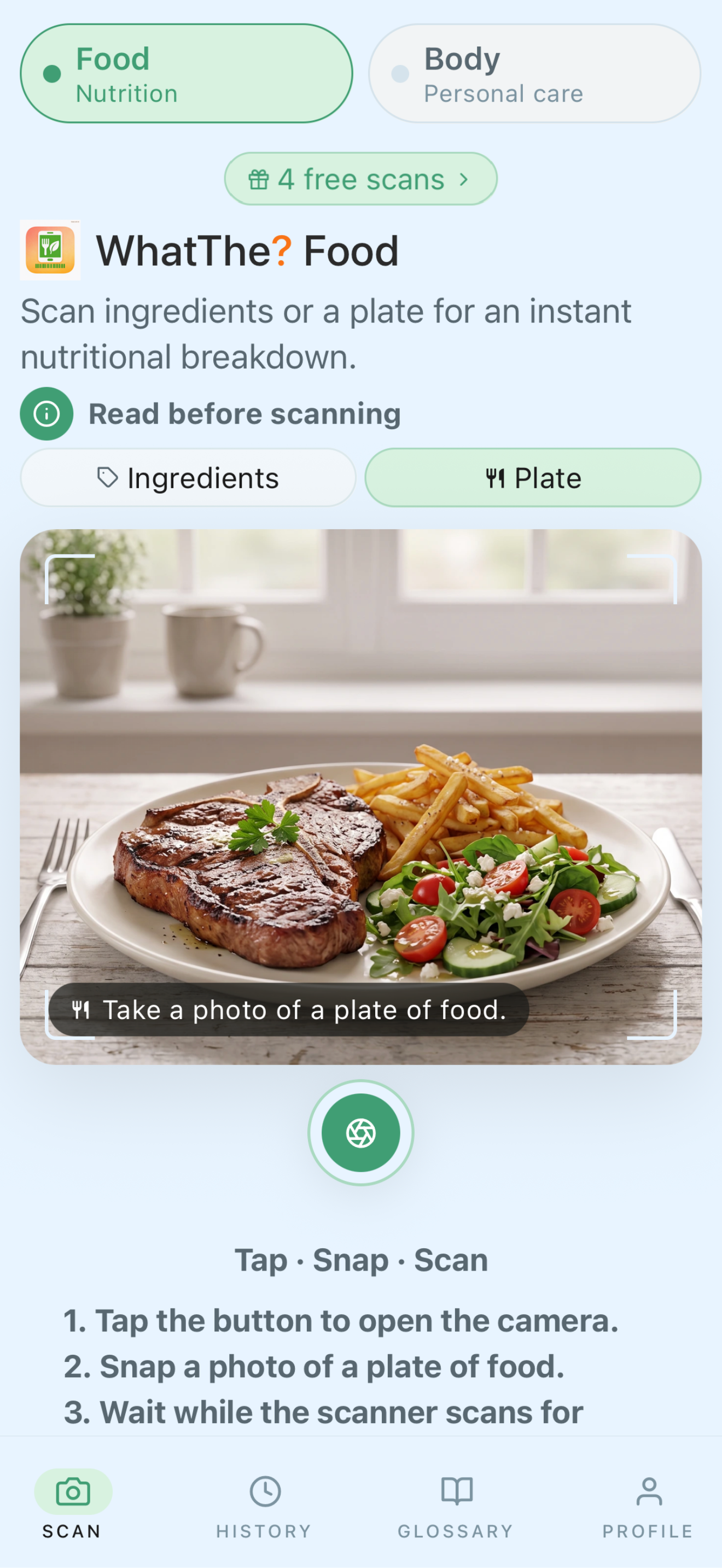 WhatThe? Food plate scanner
